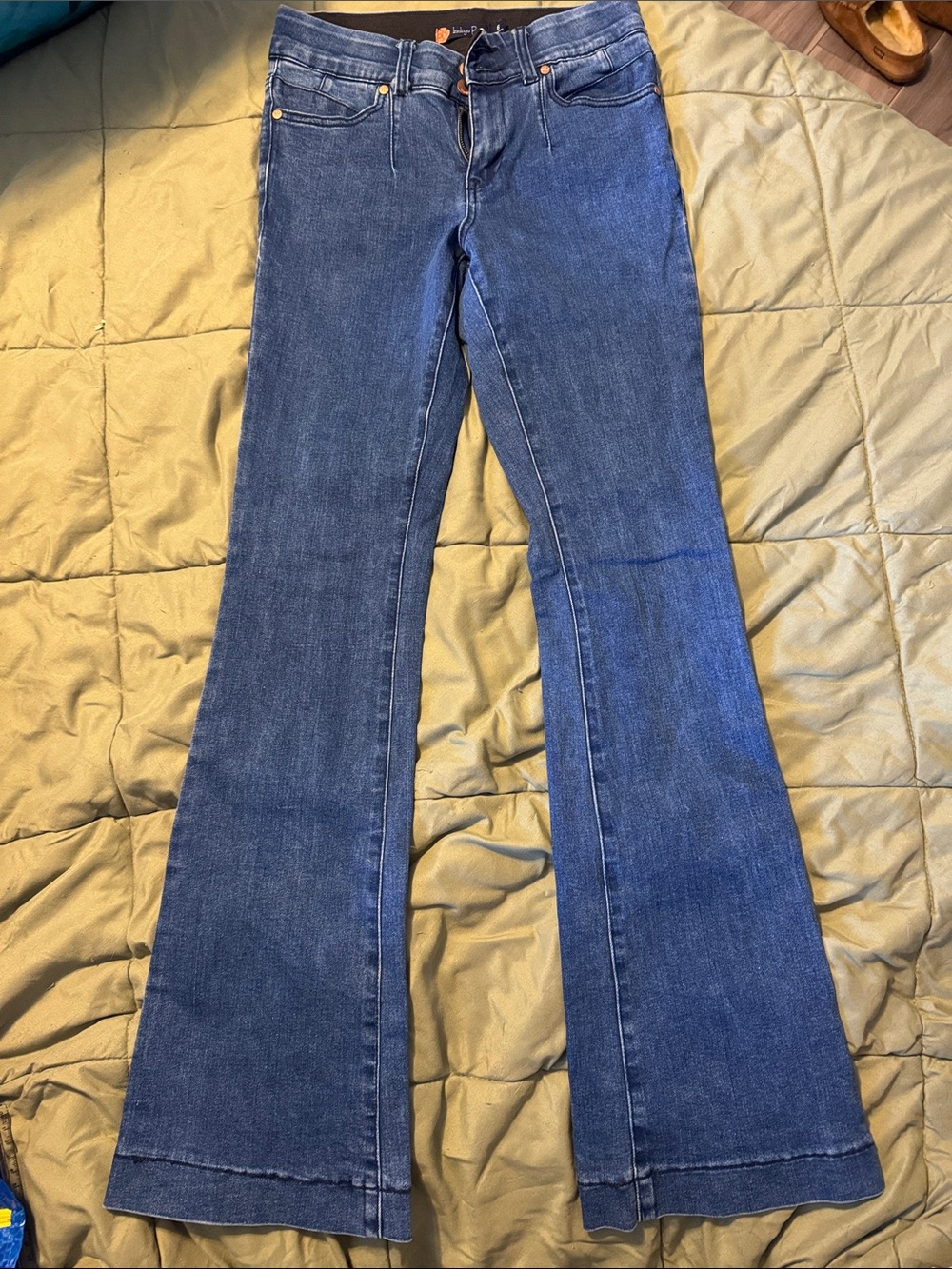 Women’s Blue Flared Jeans with Elastic Waist